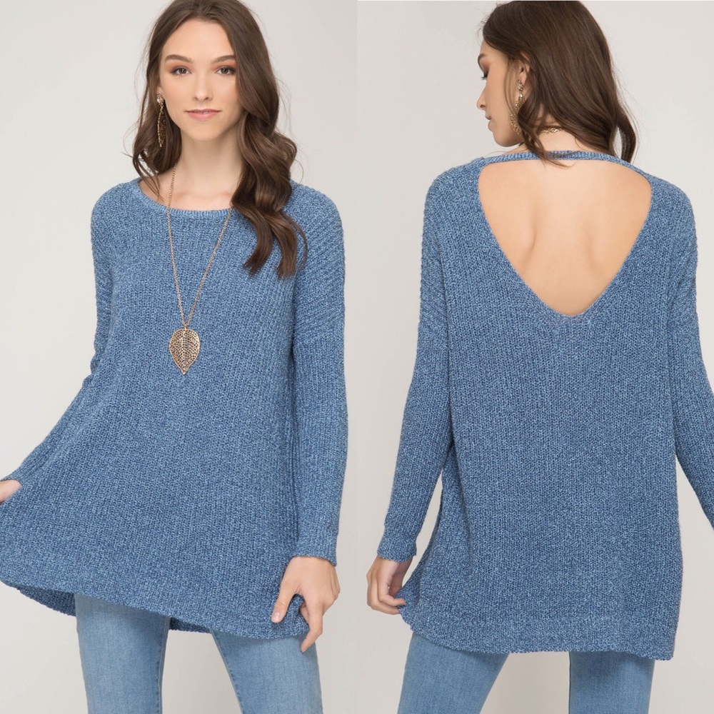 STORE CLOSING SALE! Open Back Sweater in Blue Small